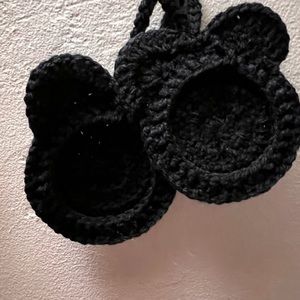 Disney Mouse Ears Photo Christmas Ornaments 2 Hand Crochet Design by Lynna
